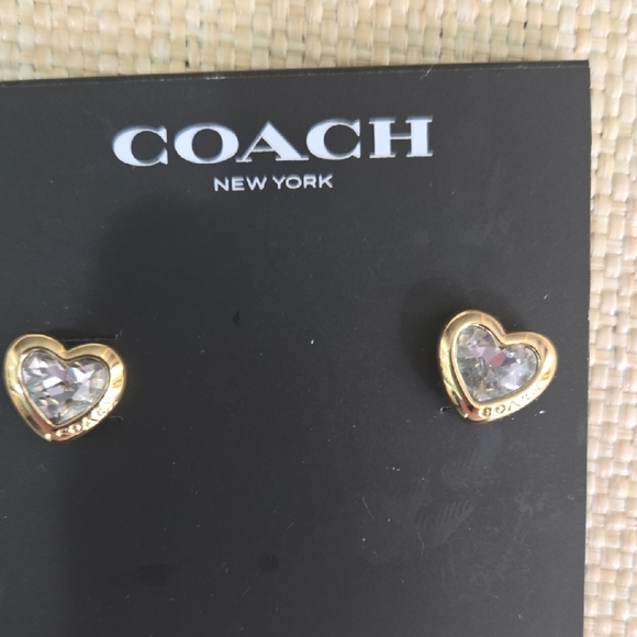Coach Gold Heart Crystal Earrings - Picture 5 of 5